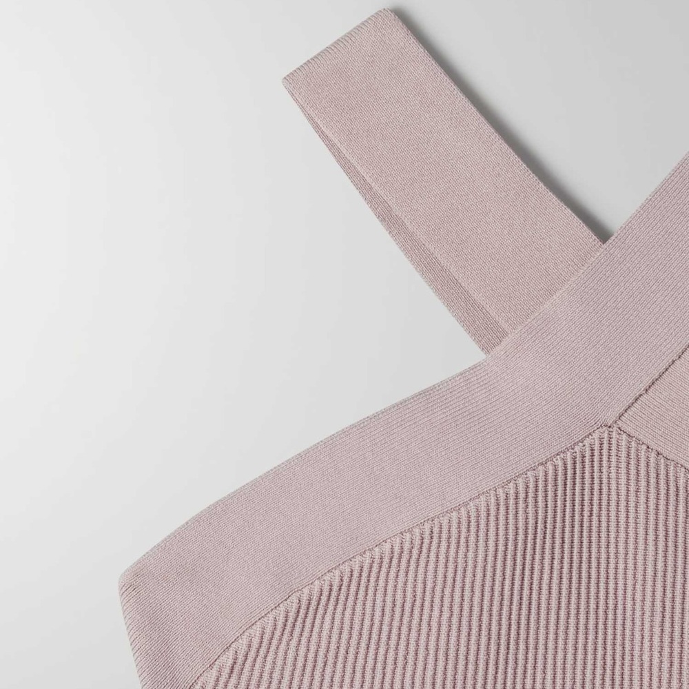 Aritzia Babaton Sculpt Knit Criss Cross Cropped Tank - Orchid Petal Halter Top - Picture 8 of 10